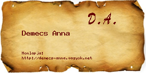Demecs Anna névjegykártya