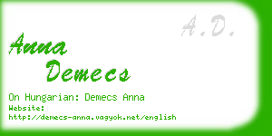 anna demecs business card